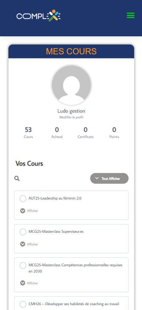 Aperçu de l'application Complx